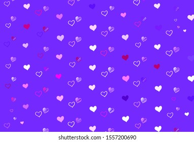Light Pink vector texture with lovely hearts. Beautiful colored illustration with hearts in celebration style. Pattern for marriage gifts, congratulations.