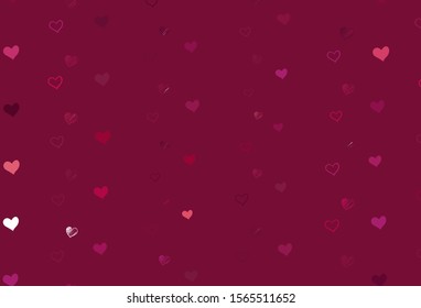 Light Pink vector texture with lovely hearts. Illustration with hearts in love concept for valentine's day. Template for Valentine's greeting postcards.