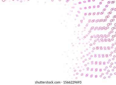 Light Pink vector texture with lovely hearts. Glitter abstract illustration with colorful hearts in romantic style. Pattern for valentine's ad, booklets.