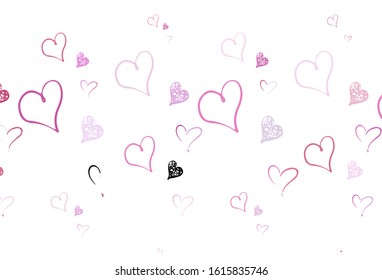 Light Pink vector texture with lovely hearts. Decorative design with hearts in simple style . Pattern for carnival, festival romantic leaflets.
