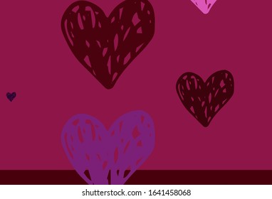 Light Pink vector texture with lovely hearts. Shining illustration with hearts on abstract template. Pattern for marriage gifts, congratulations.