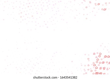 Light Pink vector texture with lovely hearts. Blurred decorative design in doodle style with hearts. Design for your business advert of anniversary.