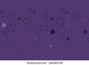 Light Pink vector texture with lovely hearts. Decorative design with hearts in simple style . Pattern for valentine's ad, booklets.