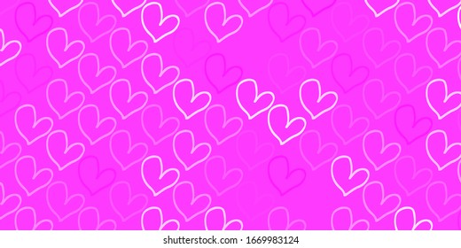 Light Pink vector texture with lovely hearts. Decorative shining illustration with hearts on abstract template. Pattern for valentine's ad, booklets.