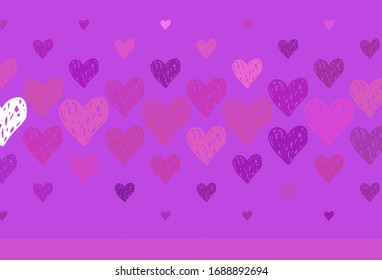 Light Pink vector texture with lovely hearts. Beautiful abstract hearts on colorful gradient background. Design for celebrating of Valentine Day.