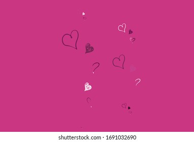 Light Pink vector texture with lovely hearts. Illustration with shapes of gradient hearts on blur backdrop. Design for celebrating of Valentine Day.