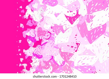 Light Pink vector texture with lovely hearts. Smart illustration with gradient hearts in valentine style. Template for Valentine's greeting postcards.