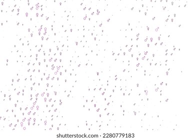 Textura vectorial rosa claro con iconos masculinos y femeninos. Ilustración abstracta con símbolos de género de gradiente colorido. Diseño sencillo para comerciales de TV.