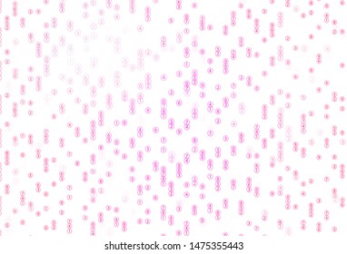 Light Pink vector texture with mathematic symbols. Illustration with Numeral symbols on abstract template. Template for landing page of typography.