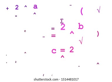 Light Pink vector texture with mathematic symbols. Illustration with Numeral symbols on abstract template. Pattern for ads, booklets, leaflets of education.