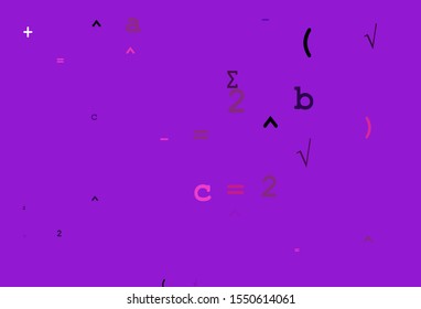 Light Pink vector texture with mathematic symbols. Illustration with Numeral symbols on abstract template. Pattern for ads, booklets, leaflets of education.