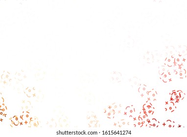 Light Pink vector texture with mathematic symbols. Modern geometrical illustration with numerals. Template for landing page of typography.