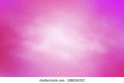 Light Pink vector texture with milky way stars. Space stars on blurred abstract background with gradient. Pattern for astrology websites.