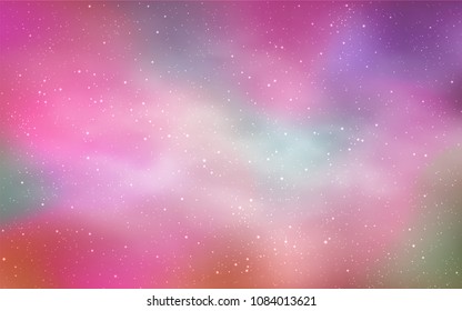 Light Pink vector texture with milky way stars. Shining illustration with sky stars on abstract template. Template for cosmic backgrounds.