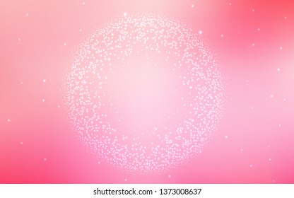Light Pink vector texture with milky way stars. Shining illustration with sky stars on abstract template. Best design for your ad, poster, banner.