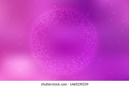 Light Pink vector texture with milky way stars. Shining illustration with sky stars on abstract template. Pattern for astrology websites.