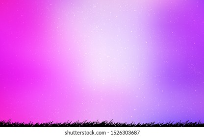 Light Pink vector texture with milky way stars. Shining illustration with sky stars on abstract template. Smart design for your business advert.