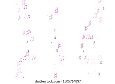 Light Pink vector texture with musical notes. Isolated colorful music keys on abstract background. Pattern for websites of musitians.