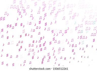 Light Pink vector texture with musical notes. Isolated colorful music keys on abstract background. Template for fasion magazines.