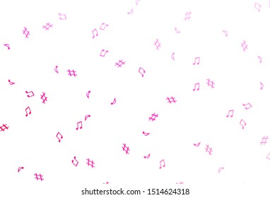 Light Pink vector texture with musical notes. Decorative design in abstract style with music shapes. Pattern for school ad, booklets.