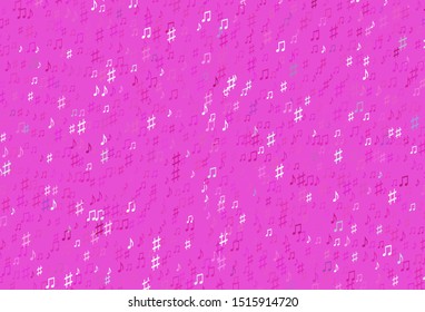 Light Pink vector texture with musical notes. Decorative design in abstract style with music shapes. Template for fasion magazines.