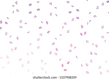 Light Pink vector texture with musical notes. Decorative design in abstract style with music shapes. Pattern for festival leaflets.