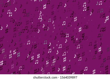 Light Pink vector texture with musical notes. Abstract illustration with colorful symbols of melody. Pattern for websites of musitians.