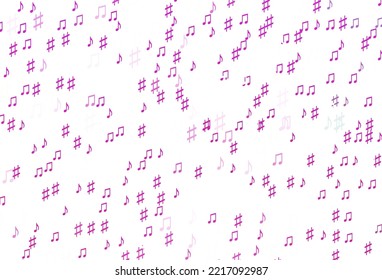 Light Pink vector texture with musical notes. Shining illustration of colorful gradient music notes. Pattern for websites of musitians.