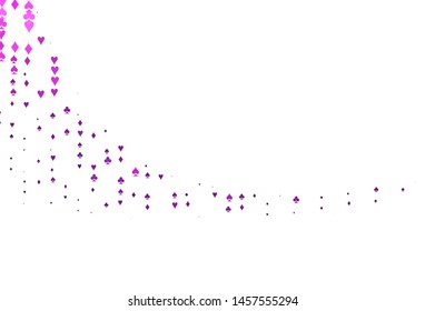 Light Pink vector texture with playing cards. Colored illustration with hearts, spades, clubs, diamonds. Pattern for leaflets of poker games, events.