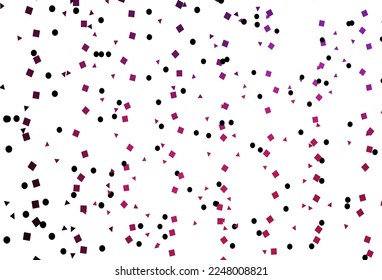 Light Pink vector texture in poly style with circles, cubes. Glitter abstract illustration with spheres, squares, lines. Template for wallpapers.