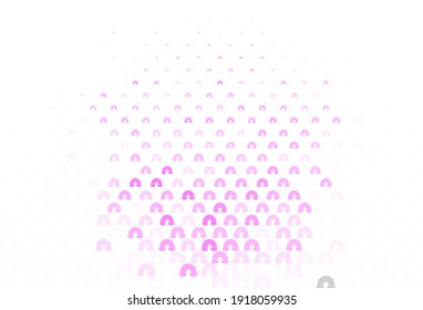 Light Pink vector texture with rainbows, clouds. Decorative illustration with rainbow, cloud shapes. Design for support events.