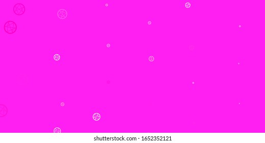 Light Pink vector texture with religion symbols. Illustration with magical signs of spiritual power. Best design halloween events.
