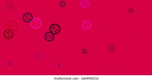 Light Pink vector texture with religion symbols. Abstract illustration with gothic gradient shapes. Background for esoteric, mystic designs.