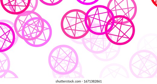 Textura vectorial rosa claro con símbolos religiosos. Diseño retro en estilo abstracto con formas de brujería. Mejor diseño de eventos de halloween.