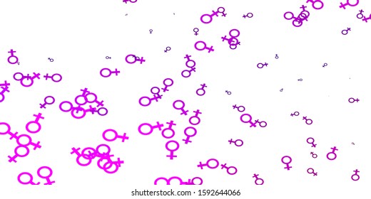 Light Pink vector texture with women's rights symbols. Simple design in abstract style with women’s rights activism. Base for your app design.