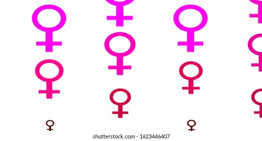 Light Pink vector texture with women's rights symbols. Illustration with signs of women's strength and power. Background for cell phones.