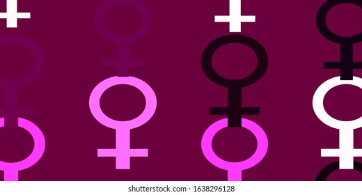 Light Pink vector texture with women's rights symbols. Simple design in abstract style with women’s rights activism. Design for landing pages.