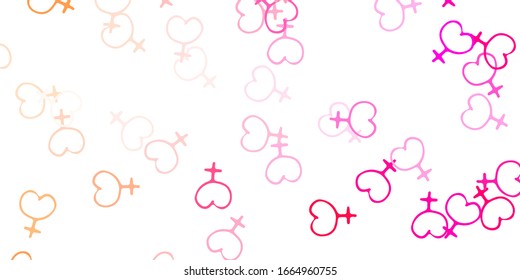 Light Pink vector texture with women's rights symbols. Colorful illustration with gradient feminism shapes. Elegant design for wallpapers.