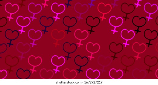 Light Pink vector texture with women's rights symbols. Colorful illustration with gradient feminism shapes. Simple design for your web site.