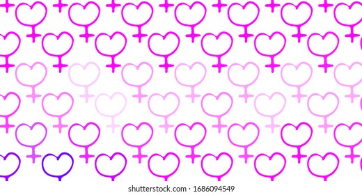Light Pink vector texture with women's rights symbols. Simple design in abstract style with women’s rights activism. Elegant design for wallpapers.