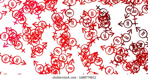 Light Pink vector texture with women's rights symbols. Simple design in abstract style with women’s rights activism. Background for International Women’s Day.