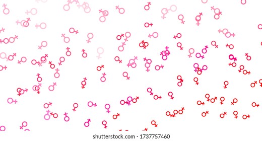 Light Pink vector texture with women's rights symbols. Simple design in abstract style with women’s rights activism. Design for International Women’s Day.