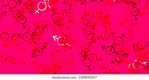 Light Pink vector texture with women's rights symbols. Simple design in abstract style with women’s rights activism. Background for International Women’s Day.