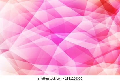 Light Pink vector triangle mosaic cover. Triangular geometric sample with gradient.  Triangular pattern for your design.