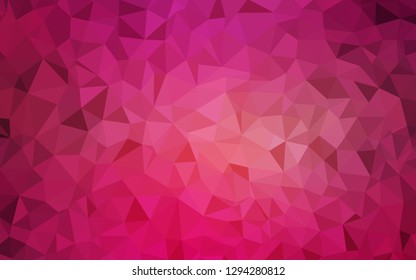 Light Pink vector triangle mosaic template. Triangular geometric sample with gradient.  Brand new style for your business design.