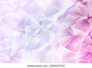 Modelo de mosaico de triângulo de vetor rosa claro. Amostra geométrica triangular com gradiente.  Design poligonal para o seu site.
