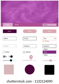 Light Pink vector ui kit with clouds & stars. Web ui kit with abstract gradient clouds in its header. This sample is for your landing page.