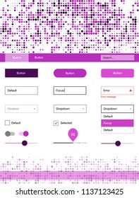 Light Pink vector ui kit with dots. Simple Material Design Kit with colorful dots in header. This sample is for your website.