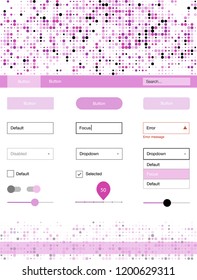 Light Pink vector ui kit with dots. Beautiful ui ux kit with colorful dots in its header. Beautiful layout for websites, landing pages.