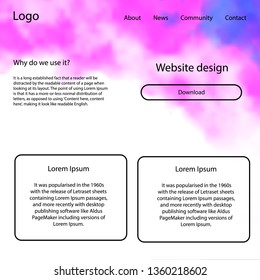 Light Pink vector ui kit with clouds, stars. Simple Material Design Kit with colorful clouds in header. Modern template for your landing page.